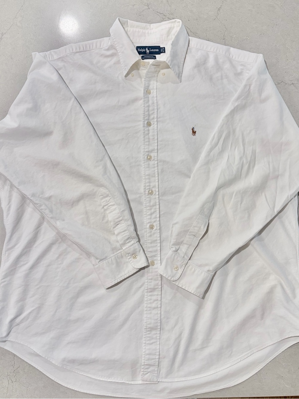 Ralph Lauren Men's Oxford Shirt 100% Cotton White Long-Sleeve Button-Down XXL
